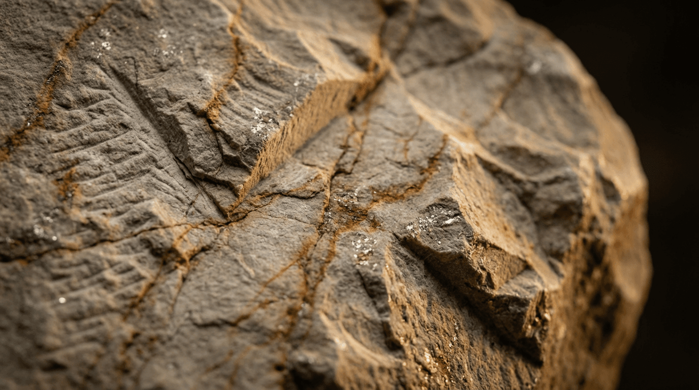 Close-up of weathered hands gripping a river rock during a challenge
